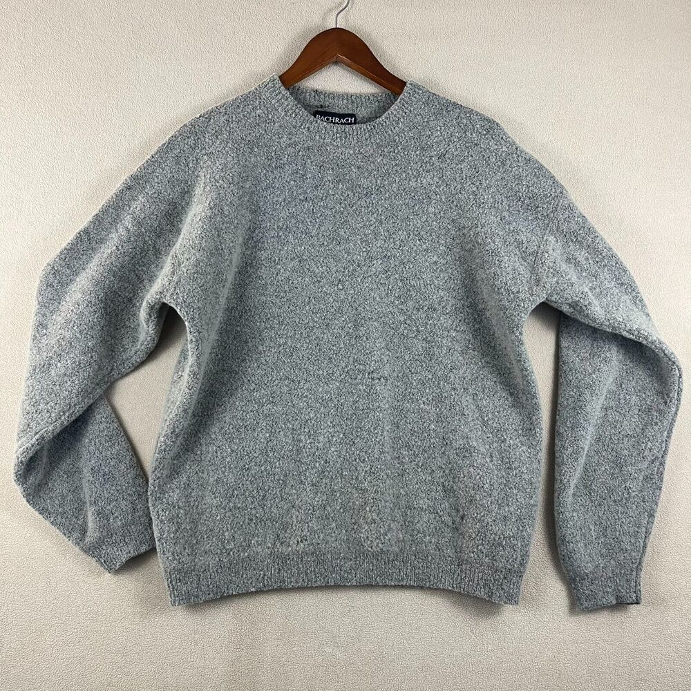 Bachrach Sweater Men's Size Large Grey Crew Neck Pullover Wool Blend Minimalist